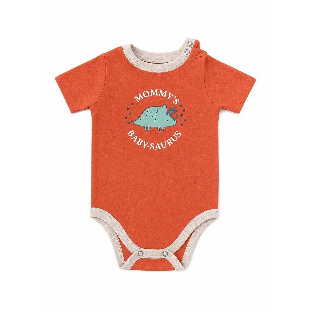 Garanimals Mommy’s Baby-Saurus Dinosaur Bodysuit Size 12M Orange and Tan